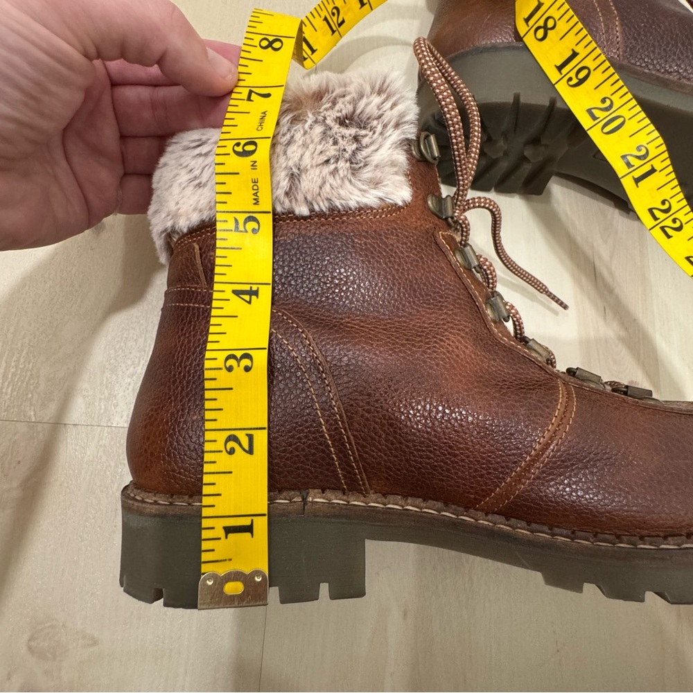 Avellini Leather Brown Lace Up Boots Winter Faux Fur Lined 41 US 10 - Picture 15 of 15